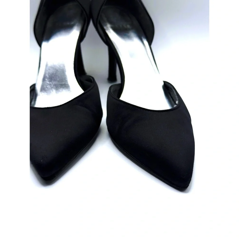 Stuart Weitzman Satin D’Orsay Heels In Black